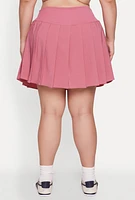 Womens Plus Size High Waist Pleated Tennis Skirt, Pink, Size 3X