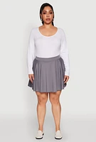 Womens Plus Size High Waisted Circle Skort, Grey, Size 3X