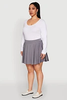 Womens Plus Size High Waisted Circle Skort, Grey, Size 3X