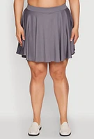 Womens Plus Size High Waisted Circle Skort, Grey, Size 3X
