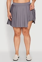 Womens Plus Size High Waisted Circle Skort, Grey, Size 3X