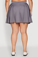 Womens Plus Size High Waisted Circle Skort, Grey, Size 3X