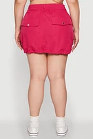 Womens Plus Size Zip Front Cargo Pocket Skirt, Pink, Size 1X