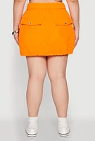 Womens Plus Size Zip Front Cargo Pocket Skirt, Orange, Size 2X
