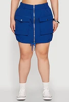 Womens Plus Zip Front Cargo Pocket Skirt,