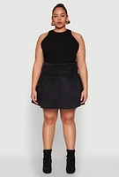 Womens Plus Mineral Wash Fold Over Waist Skirt,