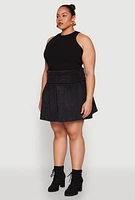 Womens Plus Mineral Wash Fold Over Waist Skirt,