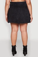 Womens Plus Mineral Wash Fold Over Waist Skirt,