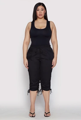 Womens Plus Toggle Drawstring Poplin Capri Pants, 2X
