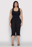 Womens Plus Toggle Drawstring Poplin Capri Pants, 2X