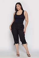Womens Plus Toggle Drawstring Poplin Capri Pants, 2X