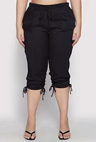 Womens Plus Toggle Drawstring Poplin Capri Pants, 2X