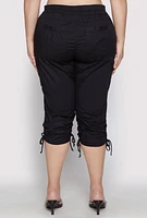 Womens Plus Toggle Drawstring Poplin Capri Pants, 2X