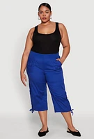 Womens Plus High Waisted Cargo Capri Pants, 3X