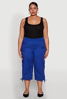 Womens Plus High Waisted Cargo Capri Pants, 3X