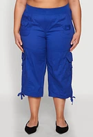 Womens Plus High Waisted Cargo Capri Pants, 3X