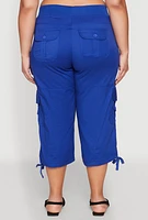 Womens Plus High Waisted Cargo Capri Pants, 3X