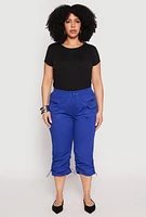 Womens Plus Poplin Toggle Drawstring Capri Pants, 3X