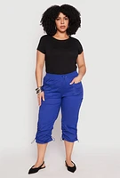 Womens Plus Poplin Toggle Drawstring Capri Pants, 2X
