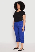 Womens Plus Poplin Toggle Drawstring Capri Pants, 2X