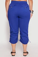 Womens Plus Poplin Toggle Drawstring Capri Pants, 2X