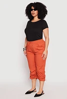Womens Plus Size Poplin Toggle Drawstring Capri Pants, Orange, Size 2X