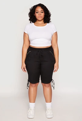 Womens Plus Zip Pocket Bermuda Shorts,