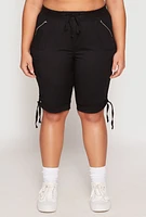 Womens Plus Zip Pocket Bermuda Shorts,