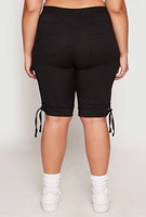 Womens Plus Size Zip Pocket Bermuda Shorts, Black, Size 1X