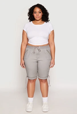 Womens Plus Size Zip Pocket Bermuda Shorts, Grey, Size 3X