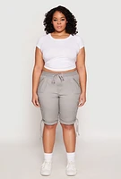 Womens Plus Size Zip Pocket Bermuda Shorts, Grey, Size 3X