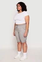 Womens Plus Size Zip Pocket Bermuda Shorts, Grey, Size 3X