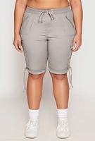 Womens Plus Size Zip Pocket Bermuda Shorts, Grey, Size 3X