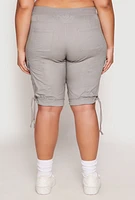Womens Plus Size Zip Pocket Bermuda Shorts, Grey, Size 3X