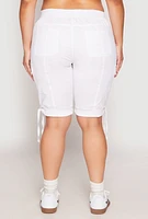 Womens Plus Size Zip Pocket Bermuda Shorts, White, Size 2X