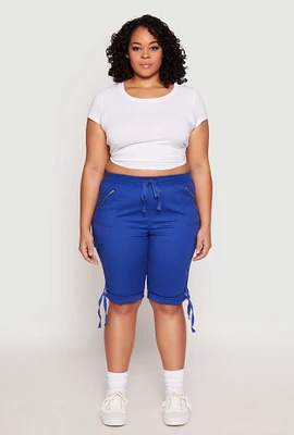 Womens Plus Zip Pocket Bermuda Shorts,