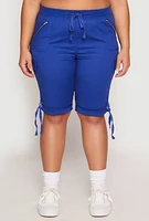 Womens Plus Zip Pocket Bermuda Shorts,