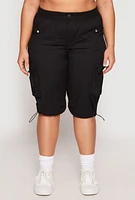 Womens Plus Toggle Drawstring Bermuda Cargo Shorts, 2X