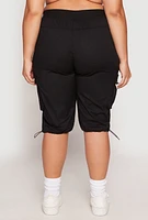 Womens Plus Toggle Drawstring Bermuda Cargo Shorts, 2X