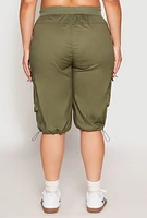 Womens Plus Toggle Drawstring Bermuda Cargo Shorts,