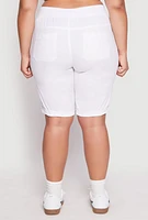 Womens Plus Size Tabbed Cuff Bermuda Shorts, White, Size 3X
