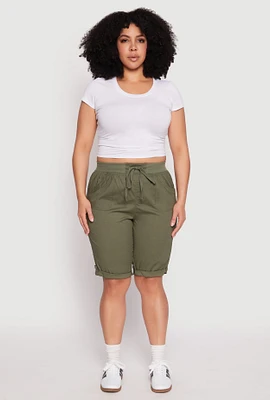 Womens Plus Tabbed Cuff Bermuda Shorts, 2X