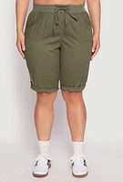 Womens Plus Tabbed Cuff Bermuda Shorts, 2X