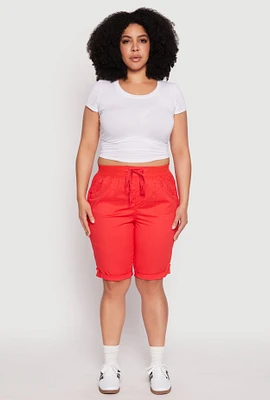 Womens Plus Tabbed Cuff Bermuda Shorts,