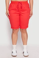 Womens Plus Tabbed Cuff Bermuda Shorts,