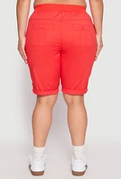 Womens Plus Tabbed Cuff Bermuda Shorts,