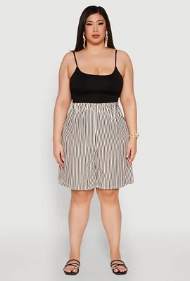 Womens Plus Size Striped Seersucker Bermuda Shorts, Multi, Size 2X