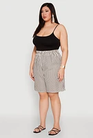 Womens Plus Size Striped Seersucker Bermuda Shorts, Multi, Size 2X