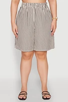 Womens Plus Size Striped Seersucker Bermuda Shorts, Multi, Size 2X