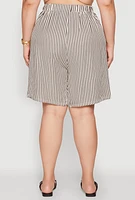 Womens Plus Size Striped Seersucker Bermuda Shorts, Multi, Size 2X